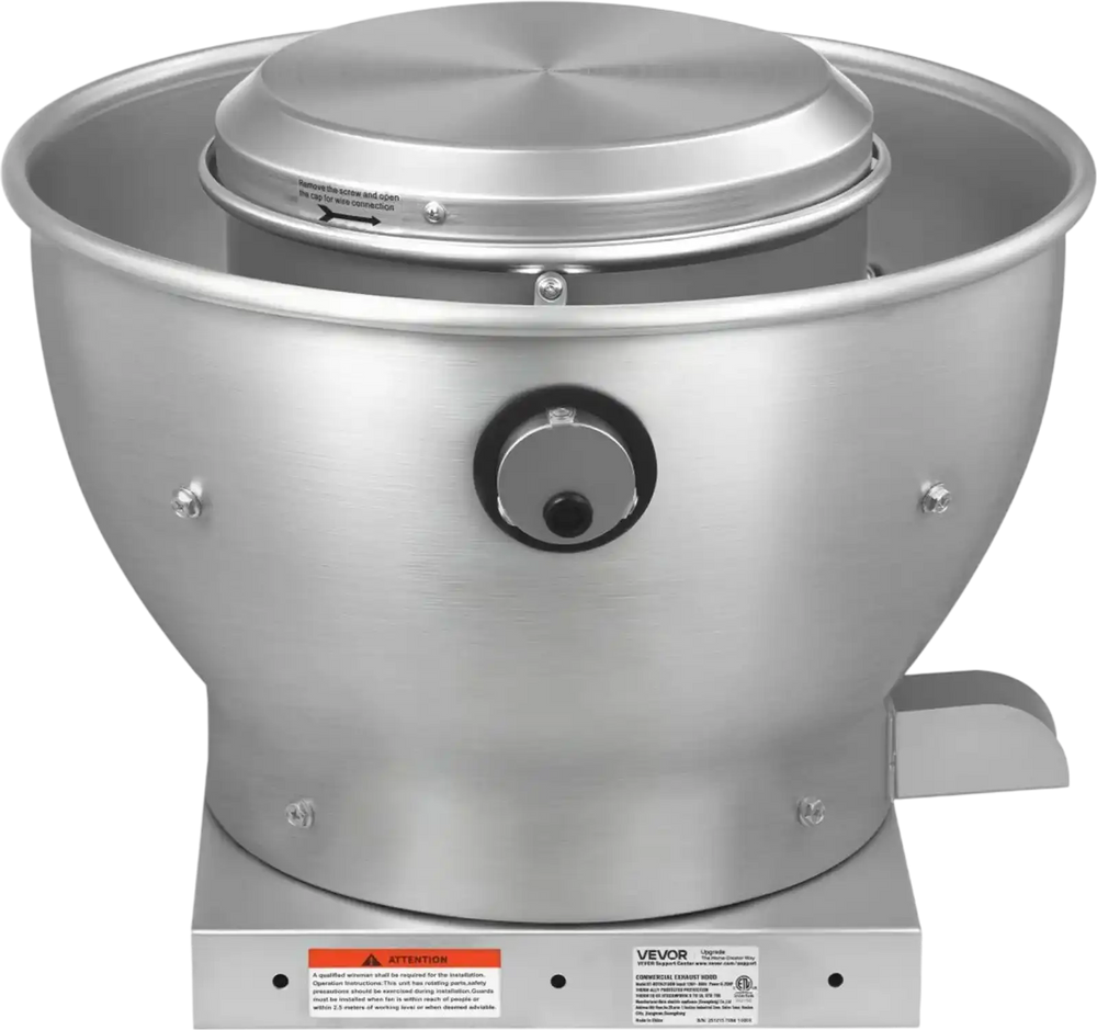 VEVOR Commercial Kitchen Exhaust Fan, 612 CFM Restaurant Canopy Hood Exhaust Fan, 0.25HP 180W Direct Drive Food Truck Hood Vent, High Speed & Low Noise, for Warehouse, Agriculture