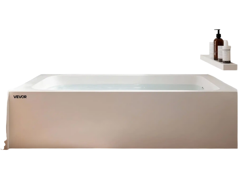 VEVOR Alcove Bathtub, 71.9" x 32" Contemporary Alcove Acrylic Bathtub, Soaking Bath Tub with Right Hand Drain & Overflow Hole, Large Rectangular Deep Soak Tub for Bathroom with Integral Flange, White