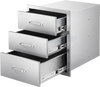 VEVOR Outdoor Kitchen Drawers 18.11"W x 23.23"D x 23.23"H, Triple-Access Stainless Steel BBQ Drawers with Handles, BBQ Island Drawer for Outdoor Kitchens or Barbeque Island Patio Grill Station