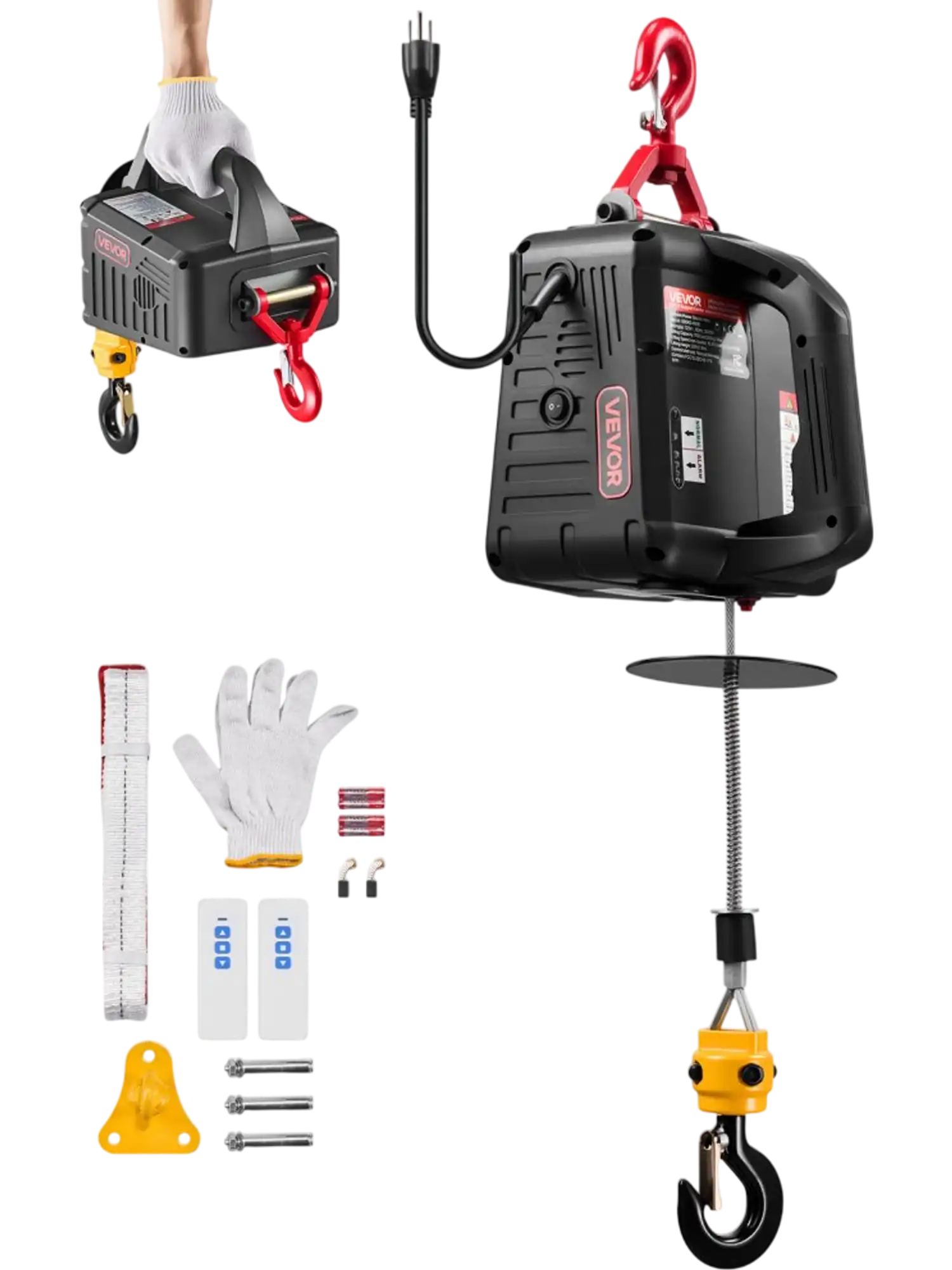 Vevor Electric Hoist Winch 2-in-1 1100 lbs 1500W Portable Power Crane with Wireless Remote New