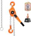 VEVOR Manual Lever Chain Hoist, 3T 6600LBS Capacity Heavy Duty Come Along, 10FT Lift G80 Alloy Steel Chain With Dual Pawl Mechanical Brake,360°Rotating Hooks, for Warehouse Construction Garage