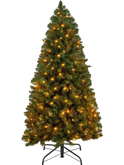Vevor Christmas Tree 4' Pre-Lit Artificial Xmas Tree with 120 Warm White LED Lights New