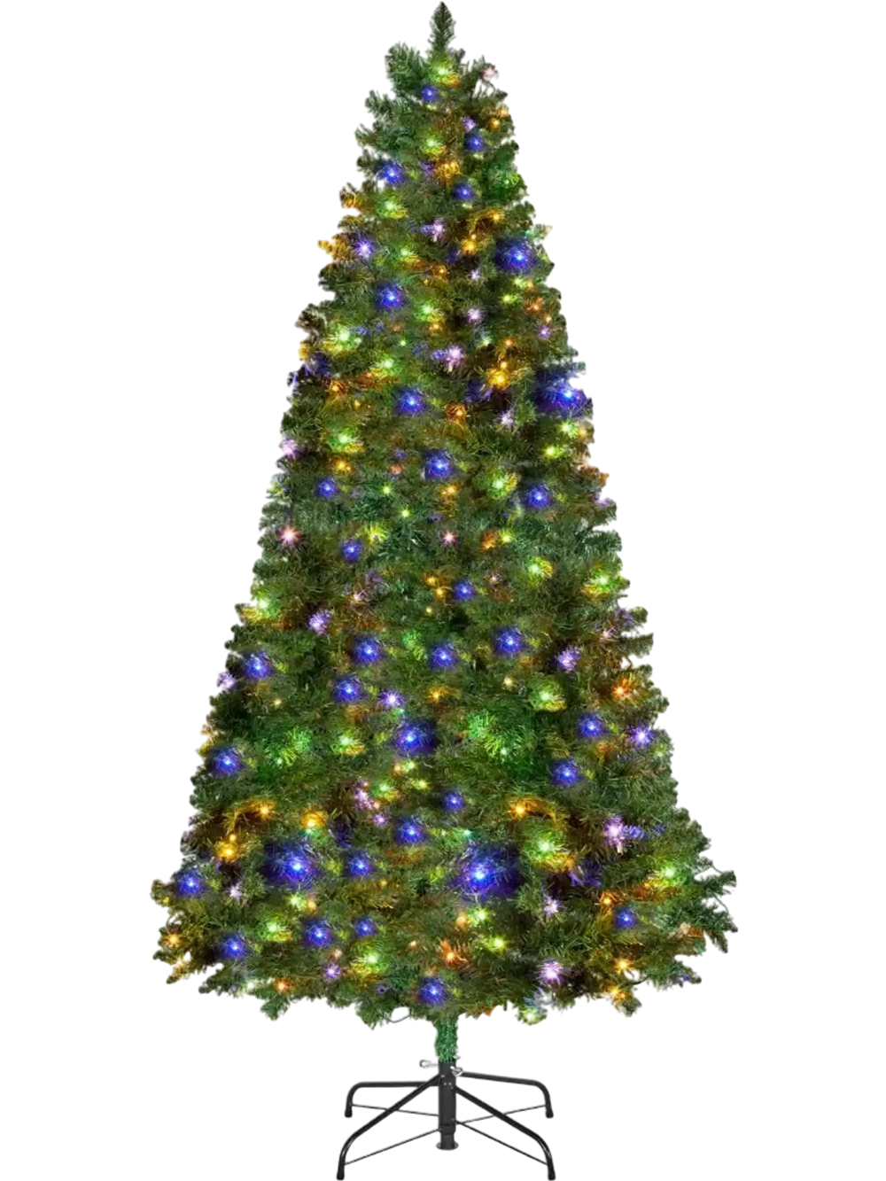 VEVOR Christmas Tree, 6ft Prelit Artificial Xmas Tree, Full Holiday Decor Trees with 330 Colorful LED Lights, 11 Lighting Modes, 1250 Branch Tips & Sturdy Metal Base for Home Party Office Decoration
