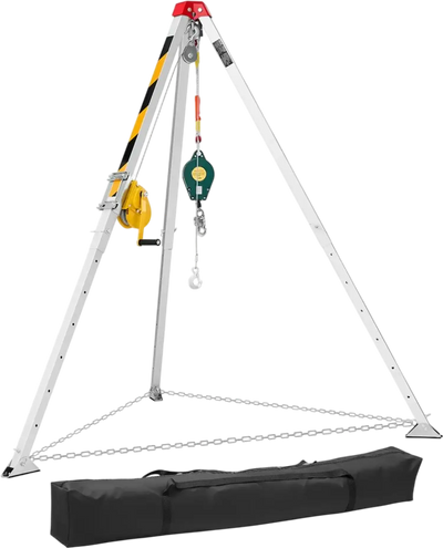 Vevor Confined Space Tripod Kit Rescue Tripod with 1,200 lbs Winch, 98.5' Cable & Fall Protection New