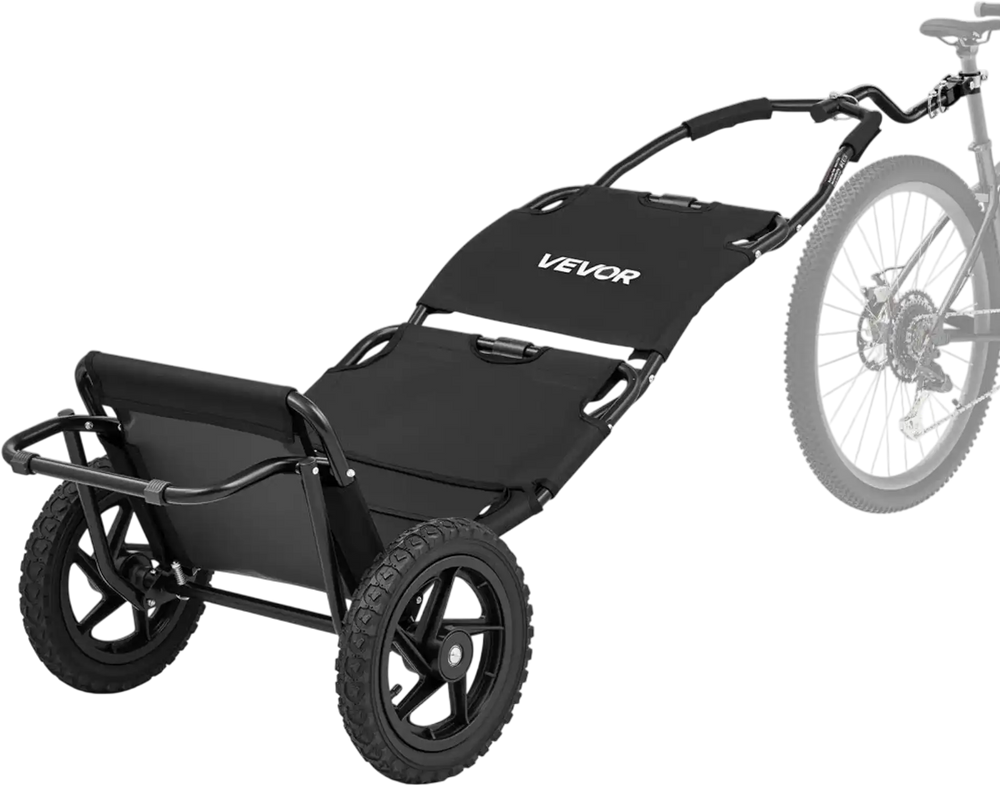 VEVOR Bike Cargo Trailer 60 lbs Load 3-in-1 Bicycle Wagon Cart Folding, Backpack/Trailer/Pushcart Mode with 12-Inch Wheels, Foldable Carbon Steel Frame, Fits 22-28 in Bike Wheels, for Carrying Cargo