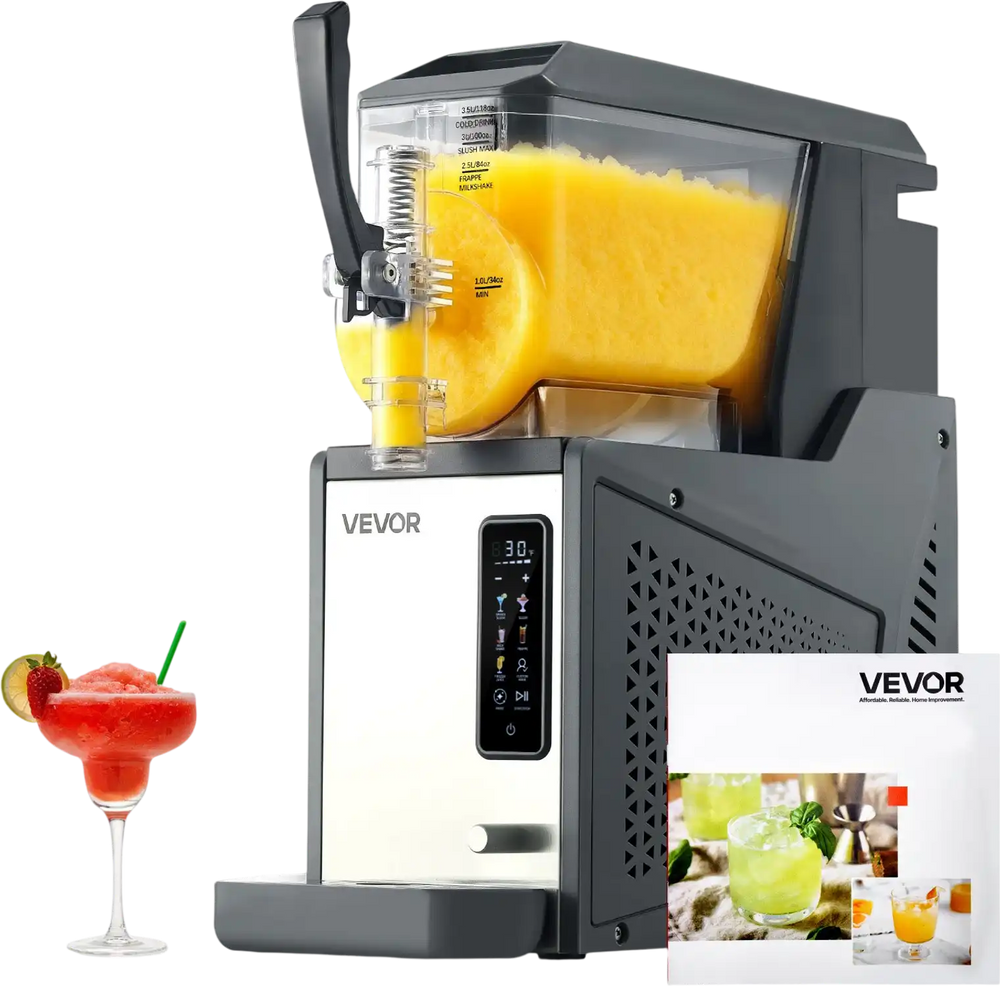 VEVOR Slushie Machine, 4L/135oz No Ice Needed Slushy Machine for Home, Frozen Drink Maker with Single Tank, Margarita Machine with Self-Cleaning, for Frozen Margaritas, Frappés, Milkshake & More