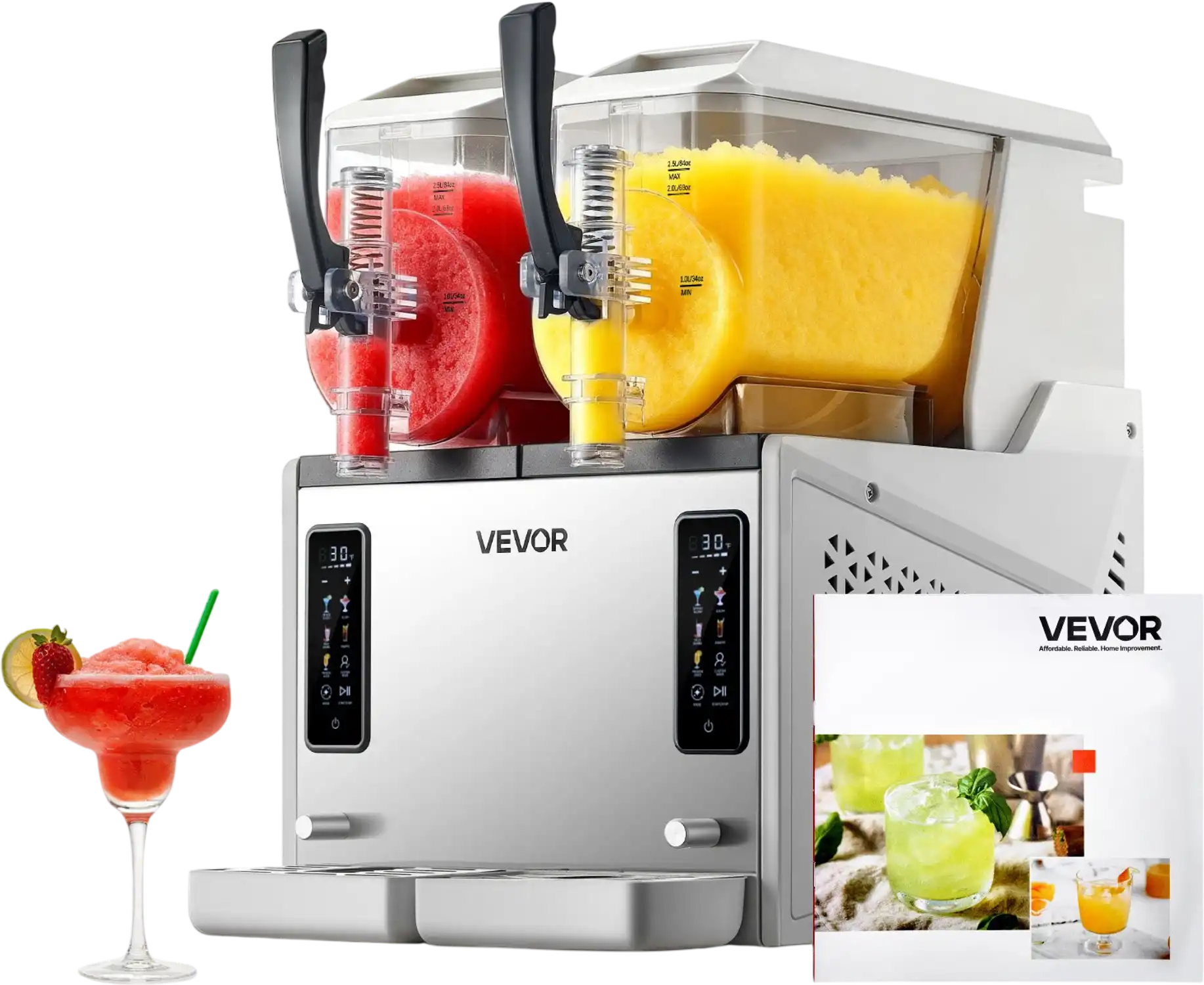 Vevor Slushy Machine Dual 3L Tank Frozen Drink Maker Self-Cleaning 450W New