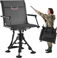 VEVOR Hunting Chair, 360° Silent Swivel, Foldable Portable Blind Chair, Heavy-Duty Steel Frame Ground Stool Seat,with Armrests, Anti-Sink Feet, Height Adjustable, 350 Lbs Capacity for Fishing Camping