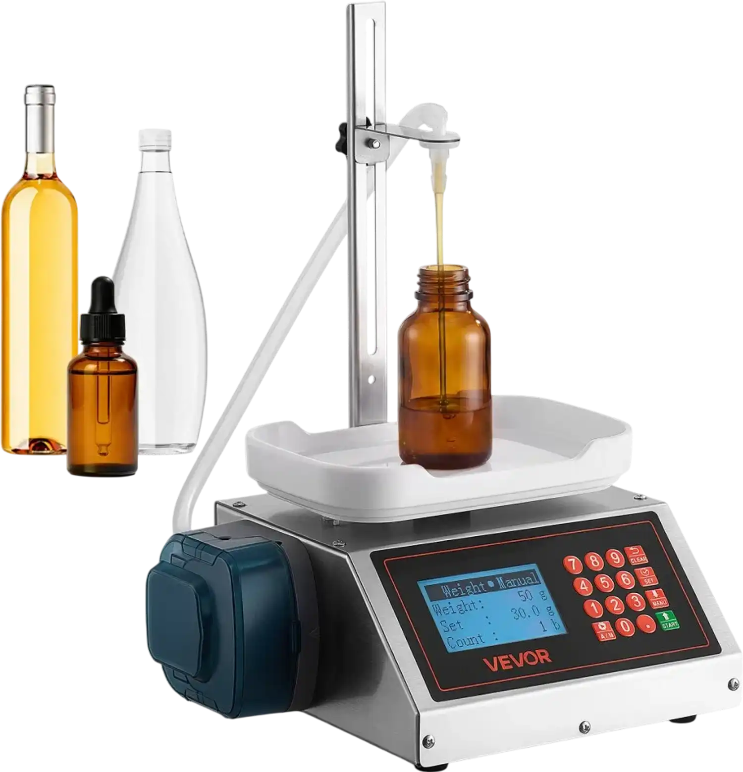 Vevor Liquid Filling Machine Automatic Bottle Filler with Digital Weighing Adjustable Stand New