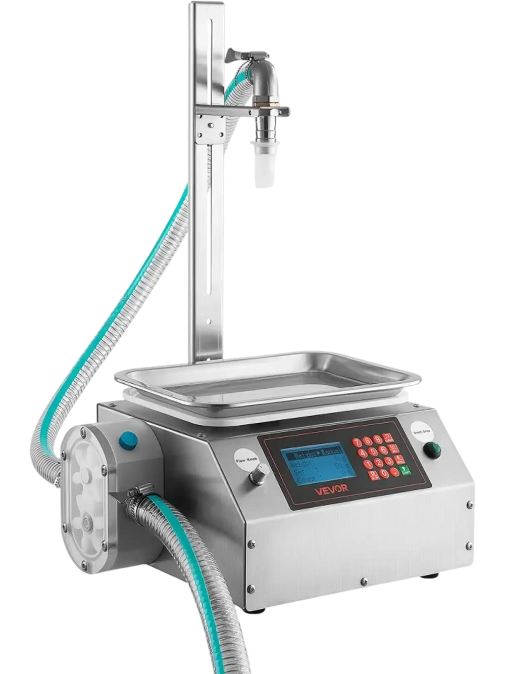VEVOR Liquid Filling Machine, 20-5000g Recommend Automatic Bottle Filler, for Honey, Pear Syrup, Sesame Paste, Stainless Steel, Digital Weighing, Adjustable Stand, Memory Presets, Easy to Operate