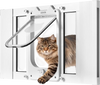 VEVOR Cat Door for Window, Adjustable to Fit Window Width 23"-28", 4 Secure Lock Modes, Aluminum Frame and High-Transparency Glass, Magnetic Closure, Weatherproof Quick-Fit Pet Door for Cats, White
