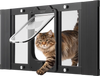 VEVOR Cat Door for Window, Adjustable to Fit Window Width 27"-32", 4 Secure Lock Modes, Aluminum Frame and High-Transparency Glass, Magnetic Closure, Weatherproof Quick-Fit Pet Door for Cats, Black