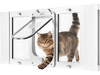 VEVOR Cat Door for Window, Adjustable to Fit Window Width 31"-36", 4 Secure Lock Modes, Aluminum Frame and High-Transparency Glass, Magnetic Closure, Weatherproof Quick-Fit Pet Door for Cats, White