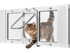 VEVOR Cat Door for Window, Adjustable to Fit Window Width 35"-40", 4 Secure Lock Modes, Aluminum Frame and High-Transparency Glass, Magnetic Closure, Weatherproof Quick-Fit Pet Door for Cats, White