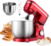 VEVOR Stand Mixer, 4.4 QT+6 QT Electric Kitchen Mixer, 300W Dough-Mixer, 10 Speeds Tilt-head Food-Mixer with Stainless Steel Bowls, Dough Hook, Whisk, Beater, for Baking, Mixing, Whipping & Kneading