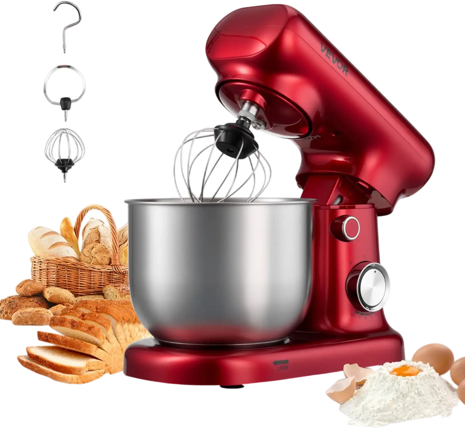 Vevor Stand Mixer 3 Qt 10-Speed Tilt-Head Food Mixer Red New