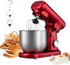 VEVOR Stand Mixer, 3 QT Electric Kitchen Mixer, 300W Dough-Mixer, 10 Speeds Tilt-head Food-Mixer with Stainless Steel Bowl, Dough Hook, Whisk, Beater, for Baking, Mixing, Whipping & Kneading, Red