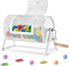 VEVOR Raffle Ticket Spinner, 11.6" x 6.6" Holds 2500 Tickets or 100 Ping Pong Balls, Raffle Drum Lottery Spinning Cage with Reinforced Handle, Stable Triangular Stand, for Events and Gatherings, White