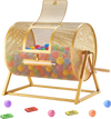 VEVOR Raffle Ticket Spinner, 16.1" x 11.9" Holds 5000 Tickets or 200 Ping Pong Balls, Raffle Drum Lottery Spinning Cage with Reinforced Handle, Stable Triangular Stand, for Events and Gatherings, Gold