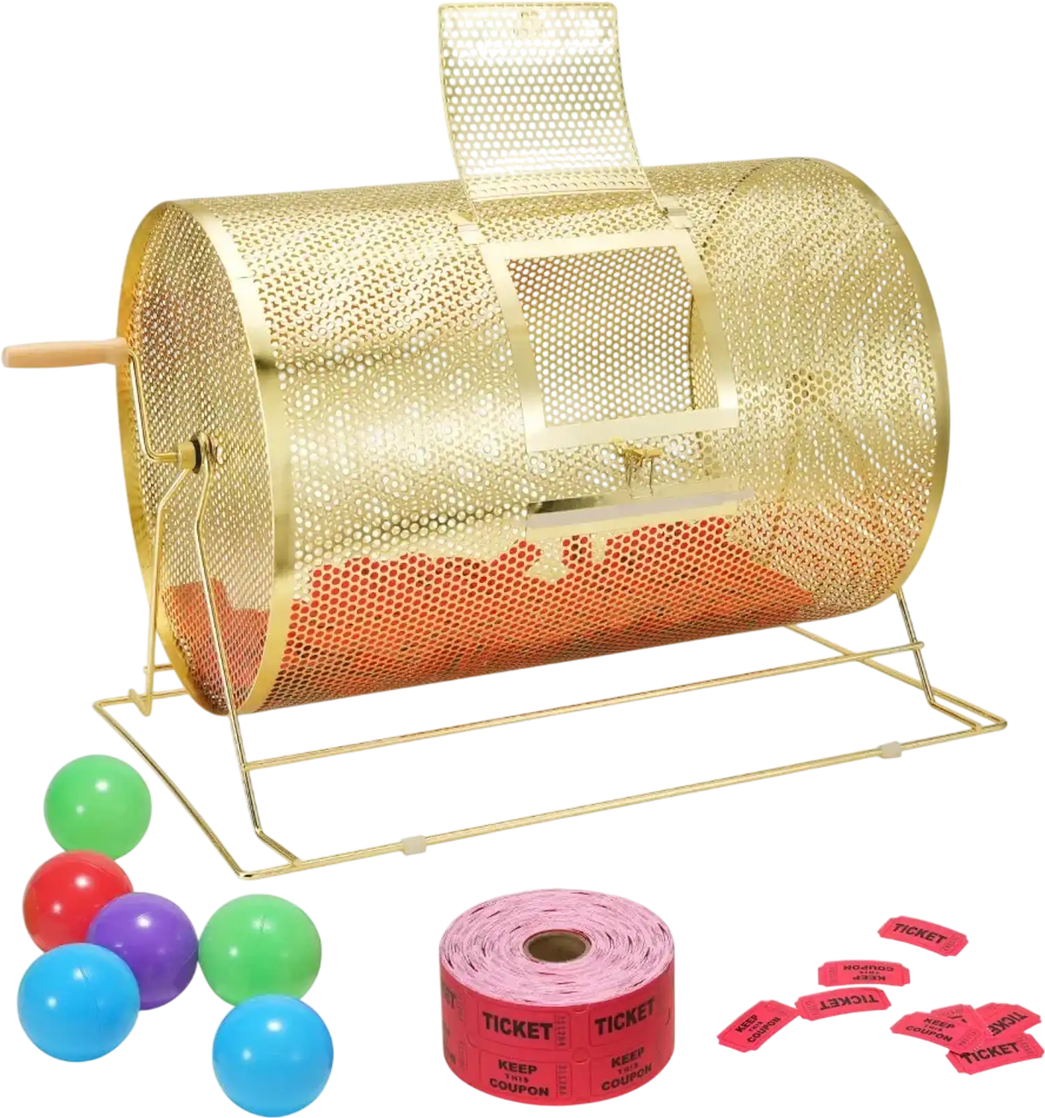 Vevor Raffle Drum Brass Plated Metal Spinning Cage 14.8