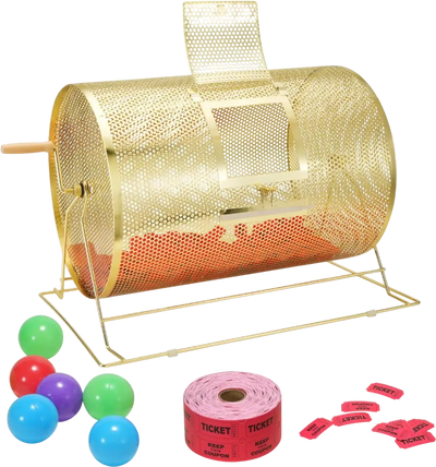 Vevor Raffle Drum Brass Plated Metal Spinning Cage 14.8