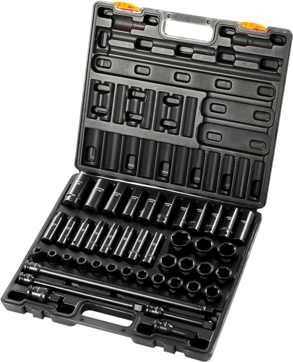 VEVOR Impact Socket Set 1/2 Inches 43 Piece Impact Sockets, Standard Socket Assortment, 1/2 Inches Drive Socket Set 6-Point Sockets Metric 9-30mm (Standard/Deep)