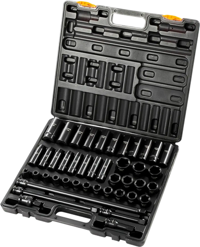 VEVOR Impact Socket Set 1/2 Inches 43 Piece Impact Sockets, Standard Socket Assortment, 1/2 Inches Drive Socket Set 6-Point Sockets Metric 9-30mm (Standard/Deep)