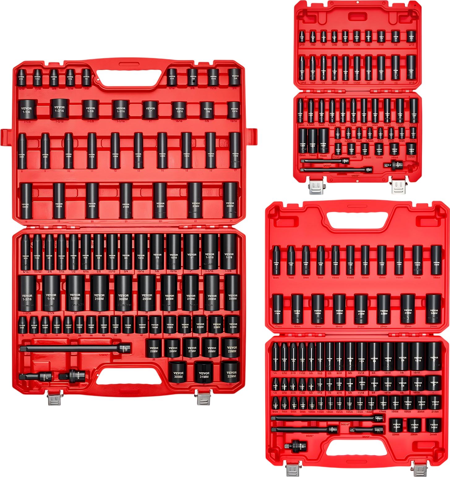 Vevor Impact Socket Set 210 Pieces 6-Point Deep/Shallow 3/16