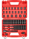 VEVOR 3/8 in Drive Impact Socket Set, 50 Piece, 6 Point Deep & Shallow Impact Sockets, SAE (5/16 in to 3/4 in) and Metric (8 to 22 mm) Sizes with 3 in & 6 in Extension Bars, Cr-V Steel, Carrying Case