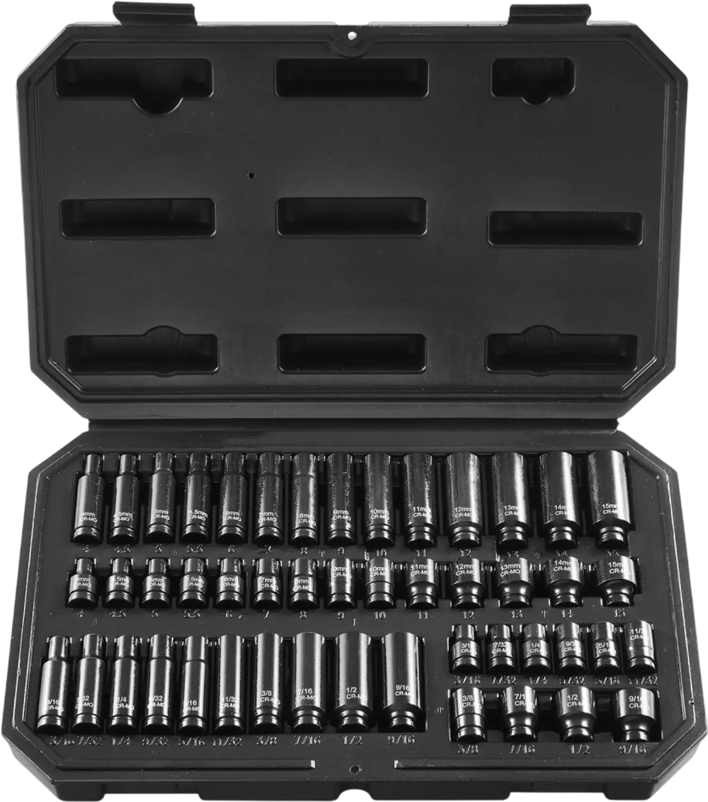 VEVOR Drive Impact Socket Set 1/4"  - 14 Piece Deep Socket Set Metric 4-15mm - 6 Point Cr-Mo Alloy Steel for Auto Repair - Easy-to-Read Size Markings - Rugged Construction - Socket Organizer