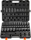 VEVOR 1/2" Drive Impact Socket Set, 43 Piece Deep & Shallow Socket Set SAE 3/8" to 1-1/2", 6 Point Cr-Mo Alloy Steel for Auto Repair, Easy-to-Read Size Markings, Rugged Construction, Storage Case