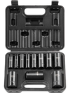 VEVOR 3/8" Drive Impact Socket Set, 11 Piece Deep Socket Set SAE 5/16"-1", 6 Point CR-V Alloy Steel for Auto Repair, Easy-to-Read Size Markings, Rugged Construction, Includes Storage Case