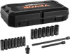 VEVOR Drive Impact Socket Set 3/8"  - 18 Piece Deep Socket Set Metric 8-22mm - 6 Point CR-V Alloy Steel for Auto Repair - Easy-to-Read Size Markings - Rugged Construction Includes Storage Case