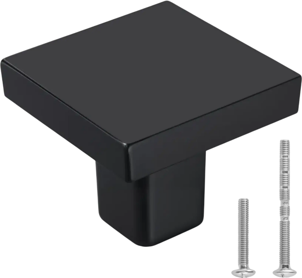VEVOR Cabinet Knobs, 10 Pack, 1.18 Inch Black Zinc Alloy Drawer Pulls & Door Handles, Square Kitchen Solid Knobs Dresser Handles, Cupboard Hardware with Screws for Bathroom Closet Cabinets Drawers