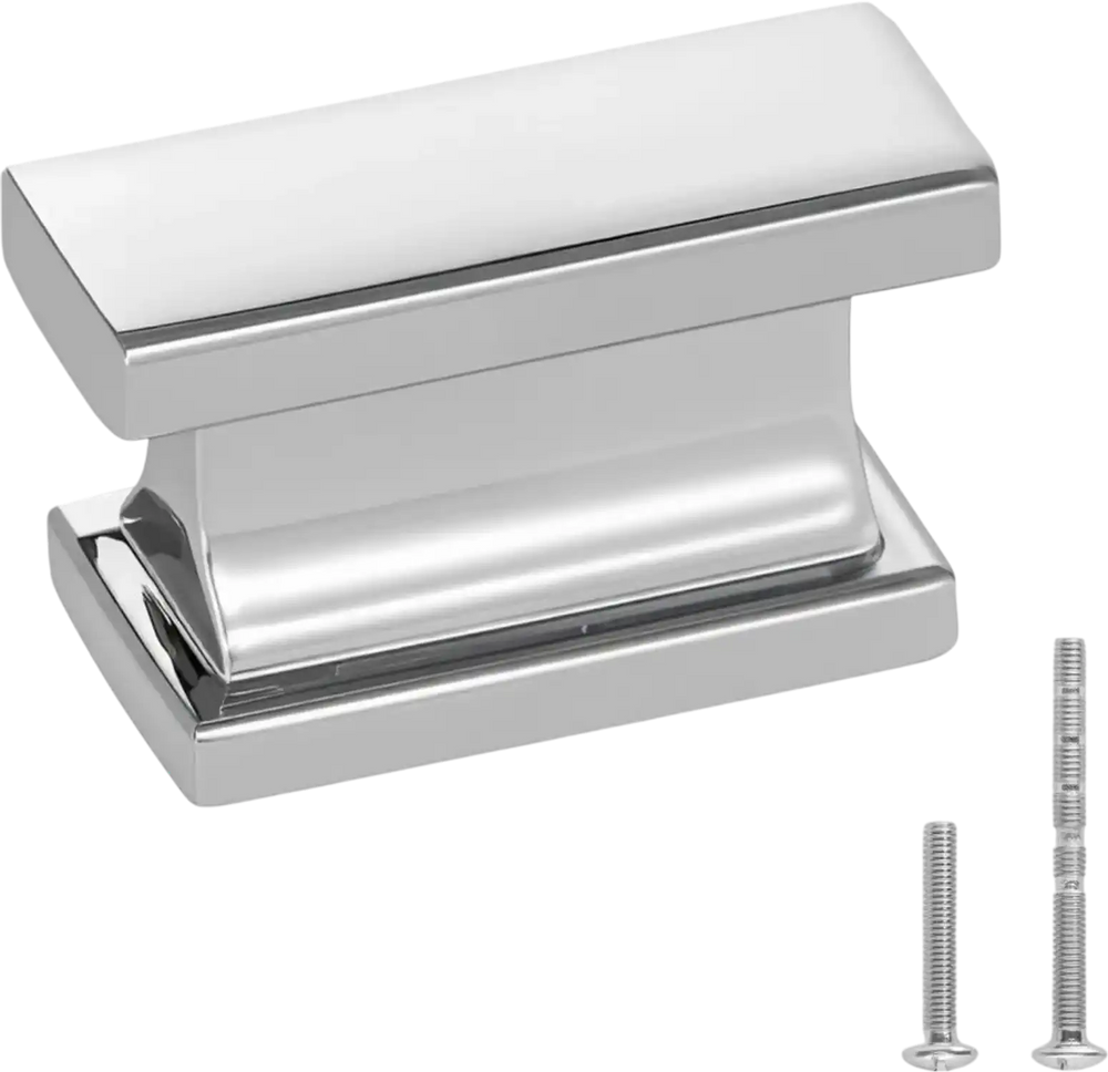 VEVOR Cabinet Knobs, 10 Pack, 1.42 Inch Zinc Alloy Drawer Pulls Door Handles, Rectangular Kitchen Dresser Solid Knobs, Cupboard Hardware with Screws for Bathroom Closet Cabinets Drawers, Chrome Color