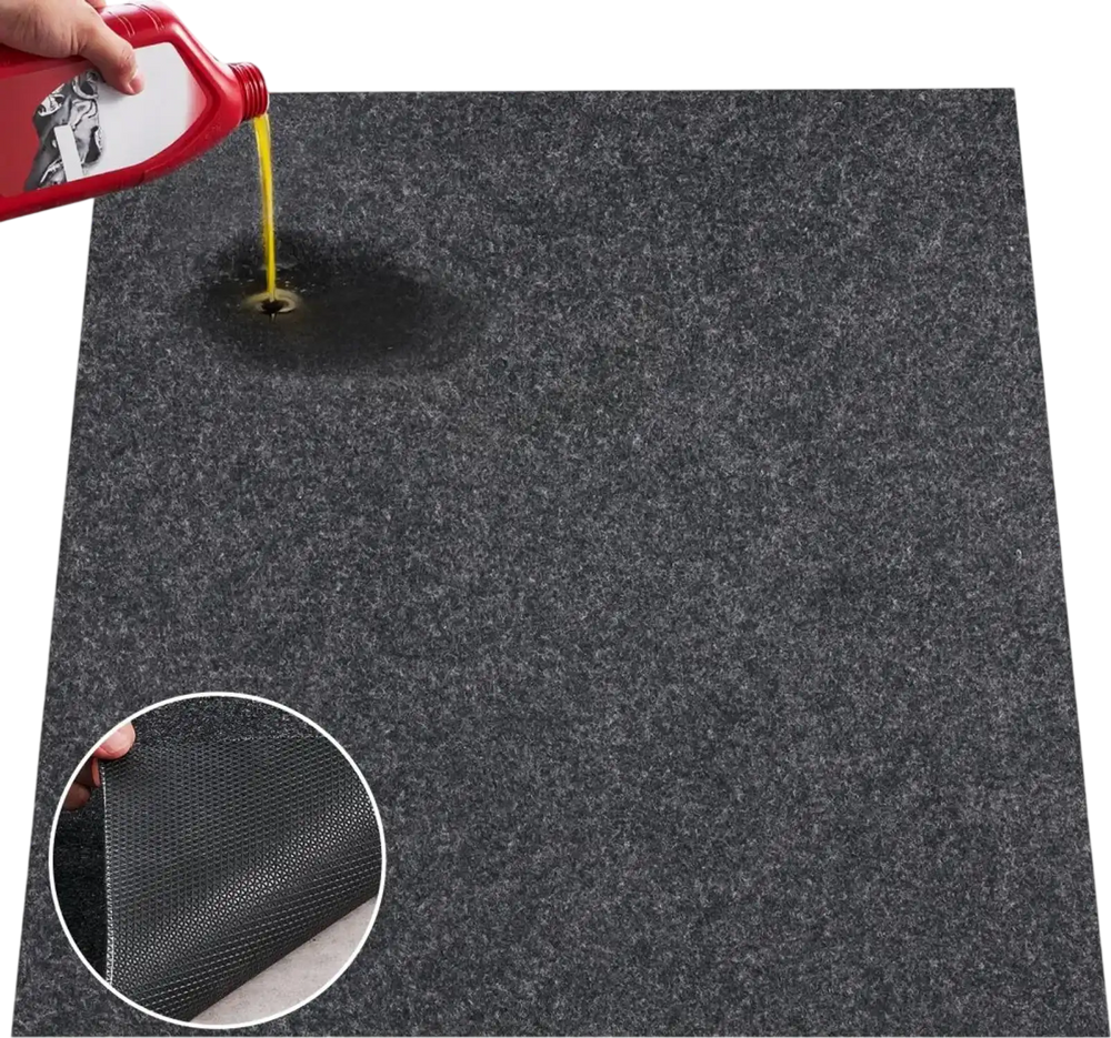 VEVOR Waterproof Garage Floor Mat for Under Car, 4.9'x6' Compact Size Heavy Duty Containment Mat with Strong Grip, Protects Garage Floor from Water, Mud and Oil, For Garages,Greenhouses,Entrance
