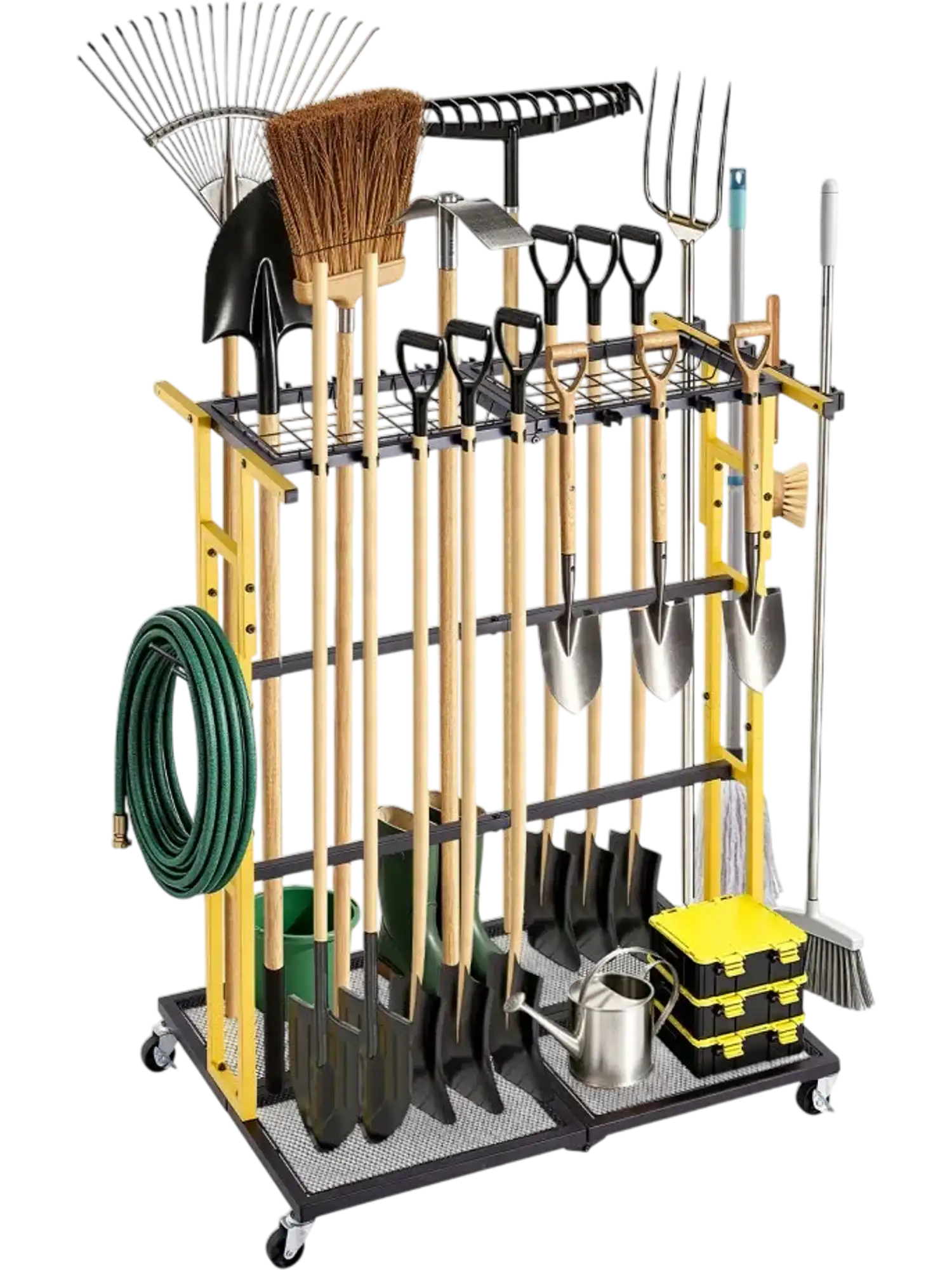 Vevor Garden Tool Organizer with Wheels Heavy-Duty Steel Storage Rack Black New