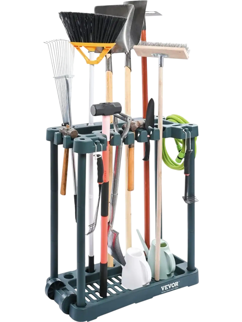 VEVOR Garden Tool Organizer, 10 Slots, Yard Tool Tower Rack for Garage Organization and Storage, Hold Long-Handled Tool/Rake/Broom/Shovel, PP Garden Tool Stand Holder Organizer for Yard, Shed, Outdoor