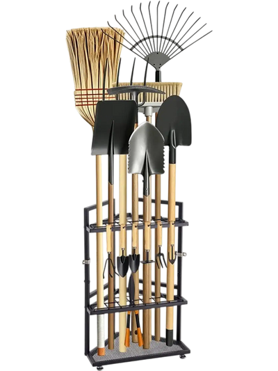 Vevor Tool Organizer Corner Garden Storage Rack 17-Slot Heavy-Duty Steel Black New