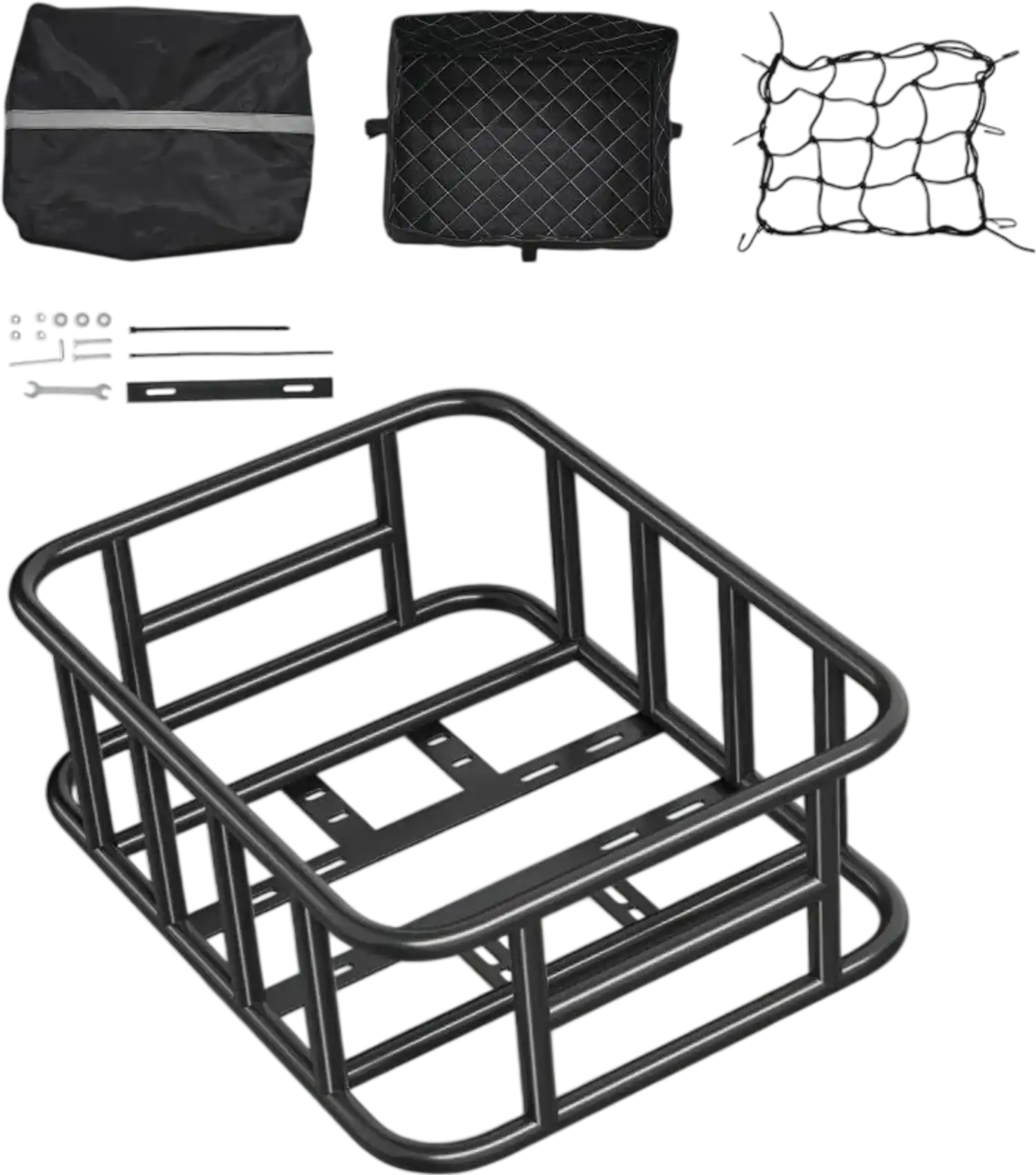 Vevor Bike Basket Rear Cargo Basket with Cargo Net, Liner & Waterproof Cover New