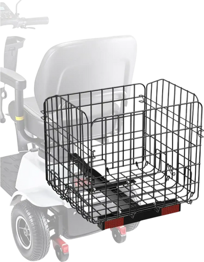 VEVOR Scooter Rear Basket, Folding Metal Wire Basket, Heavy Duty & Spacious Cargo Basket, Works with 1-inch Receiver, Compatible with Most Golden, Drive & Pride Mobility Scooter