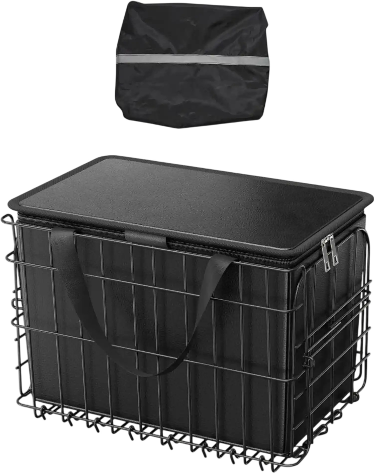 Vevor Bike Basket Folding Rear Wire Basket with Cargo Net, Removable Liner Bag & Waterproof Cover New