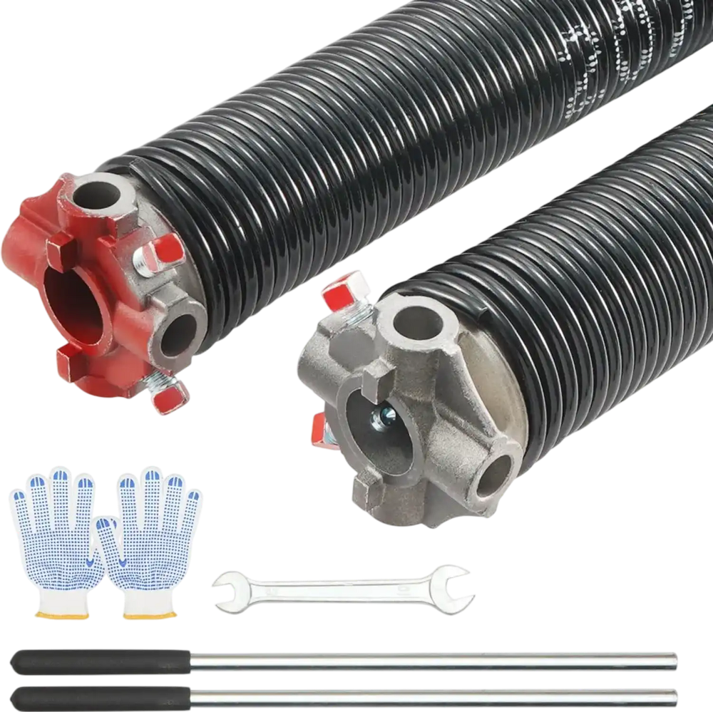 VEVOR Garage Door Torsion Springs, Pair of 0.207 x 2 x 22inch, 16000 Cycles, Garage Door Springs with Non-Slip Winding Bars, Gloves and Mounting Wrench, Electrophoresis Coated for Replacement