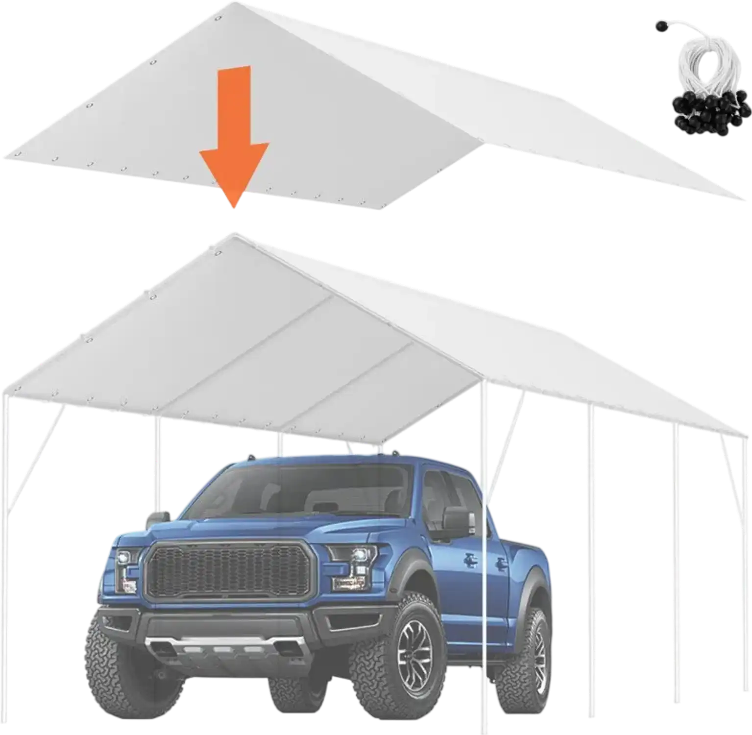 Vevor Carport Replacement Canopy Cover 10' x 20' Waterproof UV Protected White New