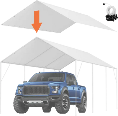Vevor Carport Replacement Canopy Cover 10' x 20' Waterproof UV Protected White New