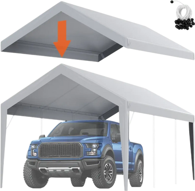Vevor Carport Replacement Canopy Cover 10' x 20' Waterproof UV-Protected Grey Top New