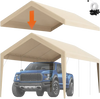VEVOR Carport Replacement Canopy Cover 10 x 20 ft, Garage Top Tent Shelter Tarp Heavy-Duty Waterproof & UV Protected, Easy Installation with Ball Bungees,Beige (Only Top Cover, Frame Not Include)
