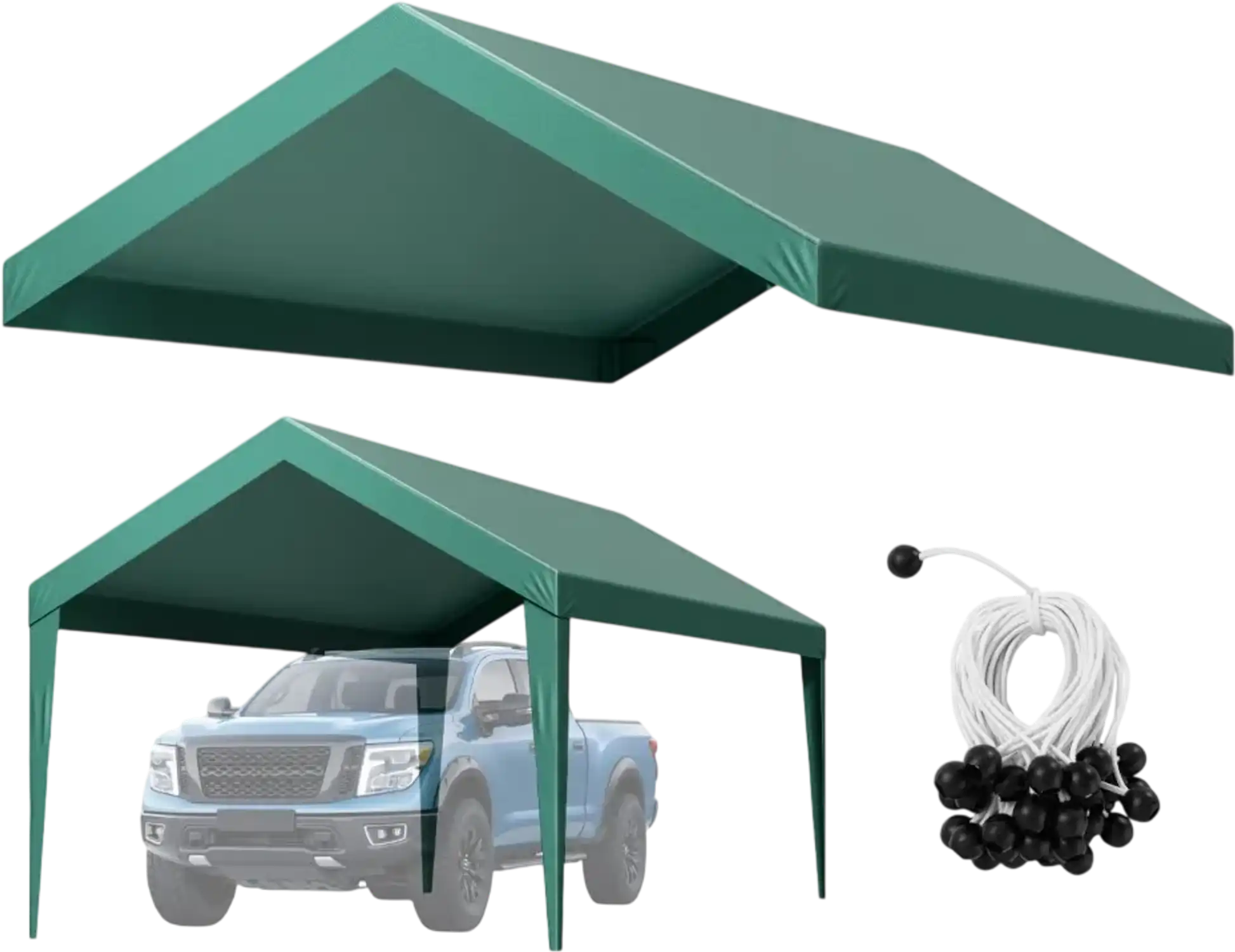 Vevor Carport Replacement Canopy 10' x 20' Dark Green Cover New