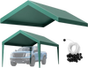 VEVOR Carport Replacement Canopy, 10 x 20 ft Potable Garage Tent Top Tarp, UV-Resistant & Waterproof Car Shelter Tarp, Heavy Duty Car Port Cover with Ball Buggees, Dark Green, Frame Not Included
