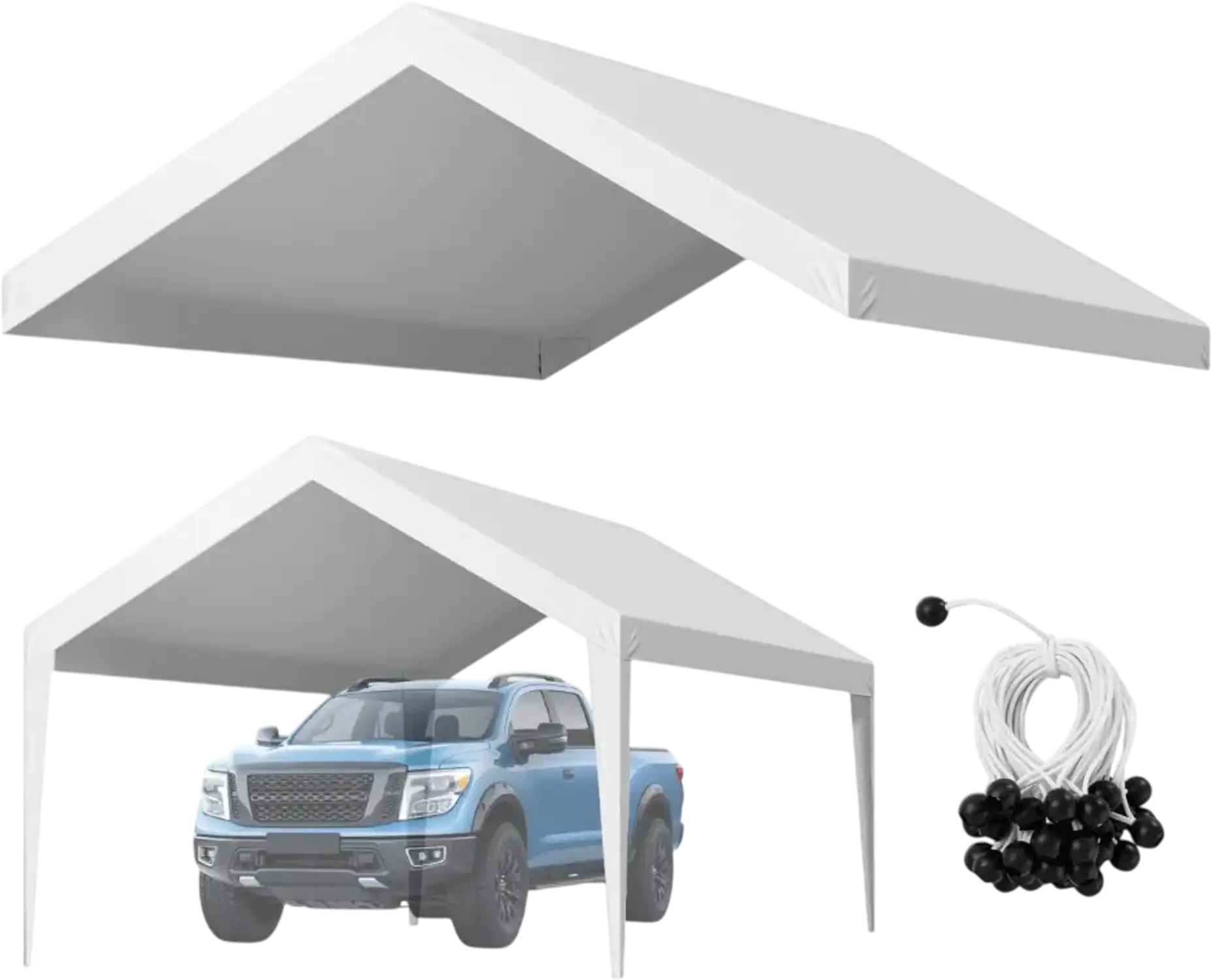 Vevor Carport Replacement Canopy 12' x 20' Waterproof PE Tarp Cover White New